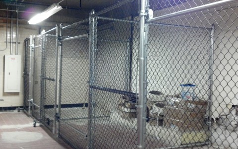 Interior Chain Link Enclosure with Slide Gate